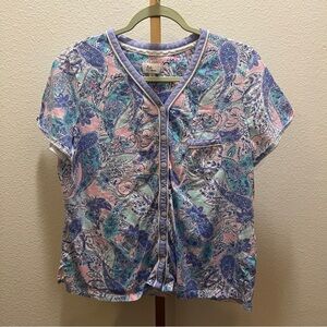 Aria, 2-Piece Pajama Set, lavender & aqua print Large